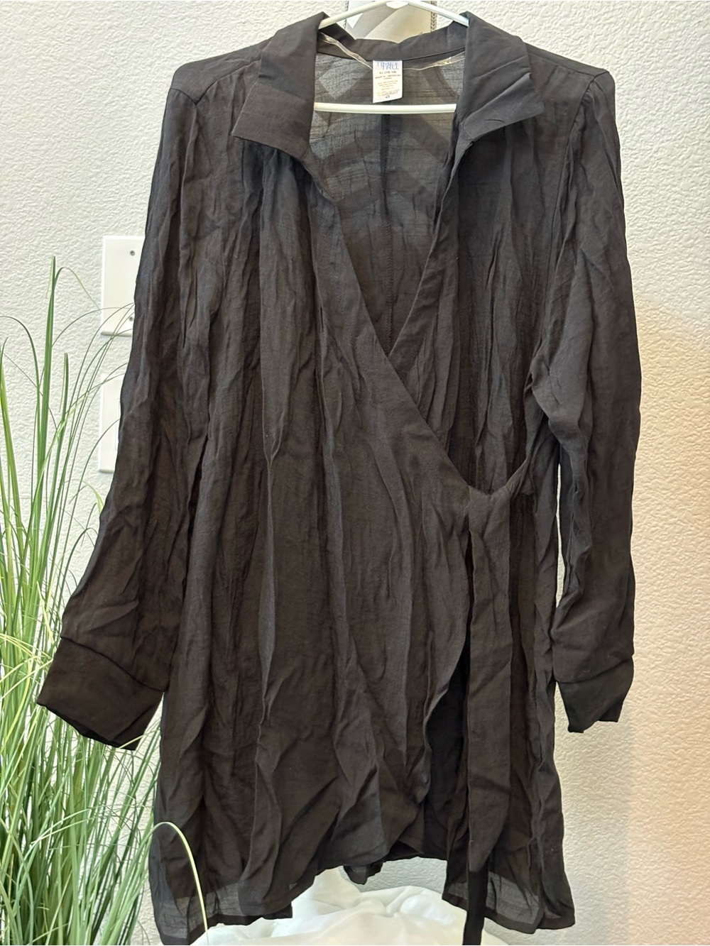 Sheer Wrap Blouse - Black Sun cover up